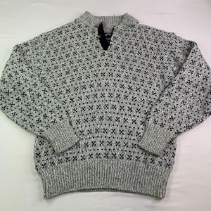 Vintage Pinnacle  Womens V Neck Sweater Grey And Black Size Large